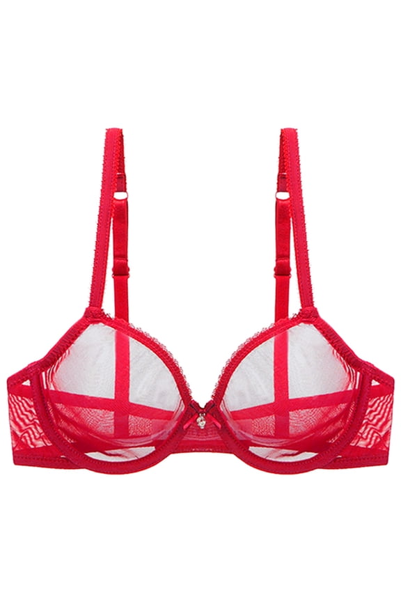 Womens Wireless Bras Fully See Through Women's Bras Mesh Bra See Through Soft Steel Ring Breathable Sexy Bra Everyday T-Shirt Bralette