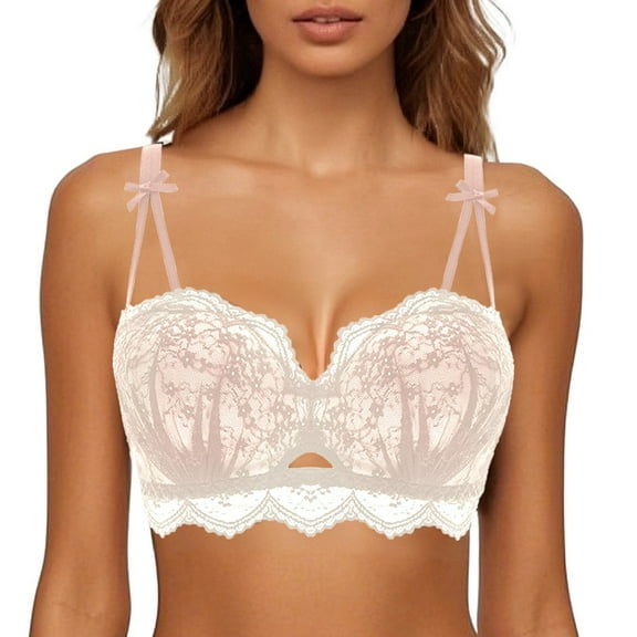 RMGVDSD Womens Wireless Bras Women's Push Up Bra Lace Comfort Padded Bra Add 1 Cup Brassiere Plunge Underwire Bra Lift Up Bras Tube Top Bralette