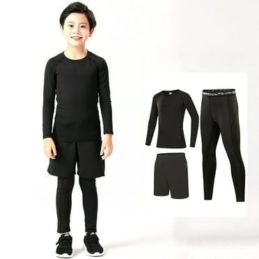RMGVDSD Youth Pullover Outfit Set Boys Girls Base Layer Athletic Compression Leggings And Shirts Thermal Underwear Set Running Pants Tights Comfortable Holiday Sleepwear