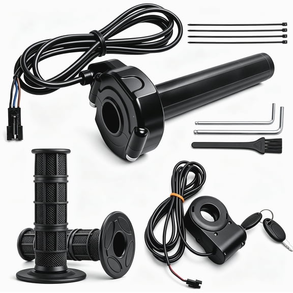 RMGVG Full Twist Throttle, 3-Pin Throttle Grip with 59in Cable and Ignition Switch, 12V-72V Replacement Accessory