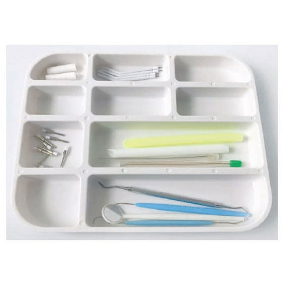 RMH3 Dental Cabinet Plastic Tray 11.22" X 9.05" White Autoclavable 1/Pk