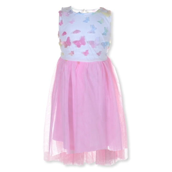 RMLA Girls' Sleeveless Mesh Butterfly Dress Color: pink Size: 3t