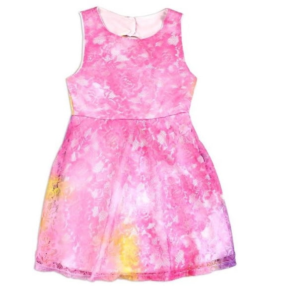RMLA Girls Tie Dye Holiday Dress Lace Pink Yellow Purple Lace Over The Skirt Size 8 Lovely For Easter