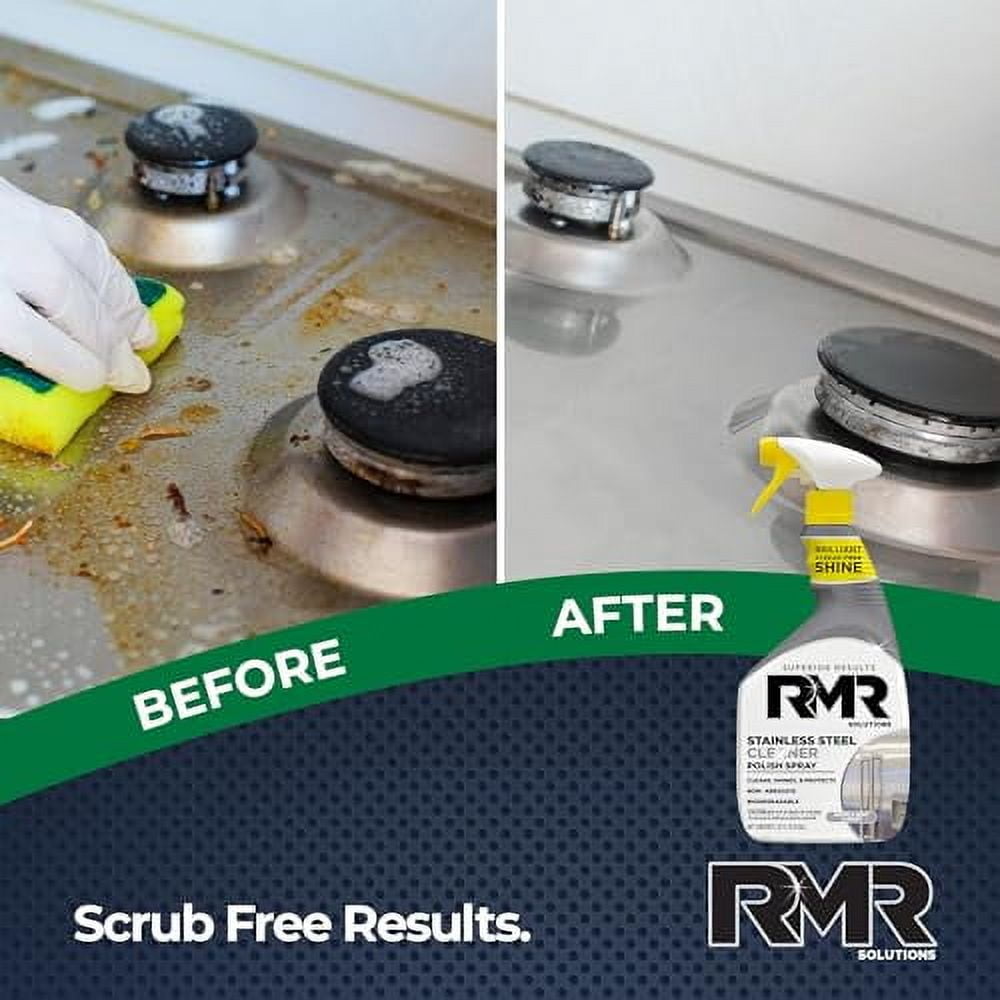 RMR Stainless Steel Cleaner Polish Spray- Clean, Shine, and Protect Appliances and Surfaces, Heavy-Duty Scratch and Streak-Free Formula, 30-Ounce Bottle