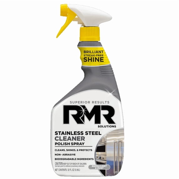 RMR Solutions Stainless Steel Cleaner and Polish, Safe Non-Abrasive Formula, 32 fl oz