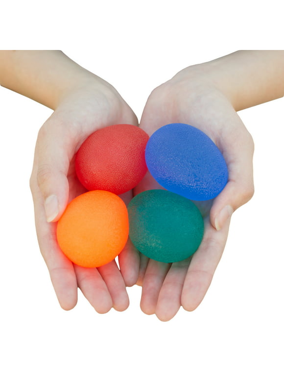 RMS 4-Pack Hand Exercise Balls - Physical & Occupational Therapy Kit for Strengthening Grip & Reducing Stiffness