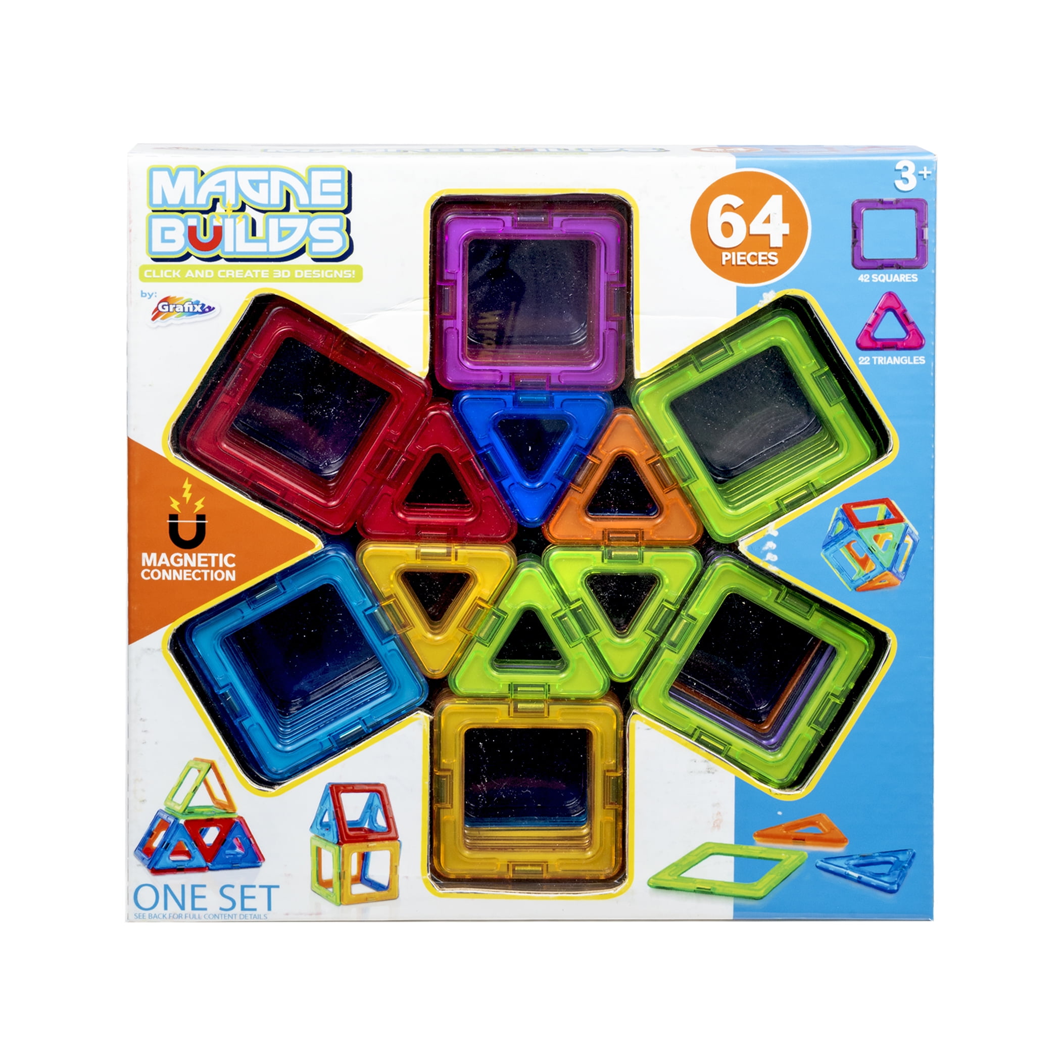 RMS International 64 Piece Magne Builds Magnetic Tile Set - Multi