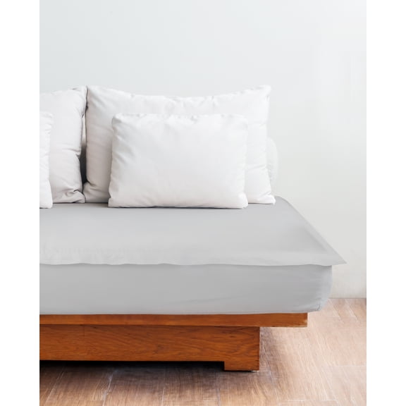 RMS Bedding Ultra-Soft Microfiber Zip-On sheets with 1 Fitted Base and 2 Top Zip Sheet Fits Mattresses up to 12" Deep Pocket- Light Grey - Queen Size