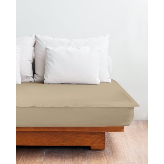 RMS Bedding Ultra-Soft Microfiber Zip-On sheets with 1 Fitted Base and 2 Top Zip Sheet Fits Mattresses up to 6" Deep Pocket- Beige - Queen Size