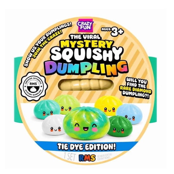RMS Crazy Fun Mystery Dumpling Tie Dye Edition Squishies Box for Stress Relief, 1Pc May Vary