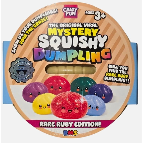 RMS Crazy Fun Mystery Squishy Rare Ruby Edition Dumpling Stress Ball, 1pc