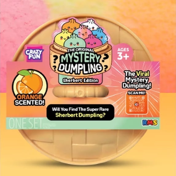 RMS Crazy Fun Orange Scented Dumpling Mystery Dumpling Sherbert Edition Squishies Box for Stress Relief, Surprises