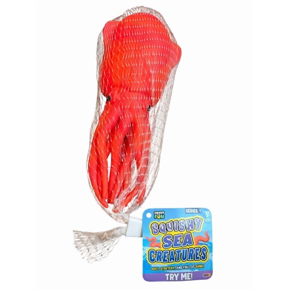RMS Crazy Fun Red Squid- Squeezy Sea Creature- Sensory Stress Relieving Figure