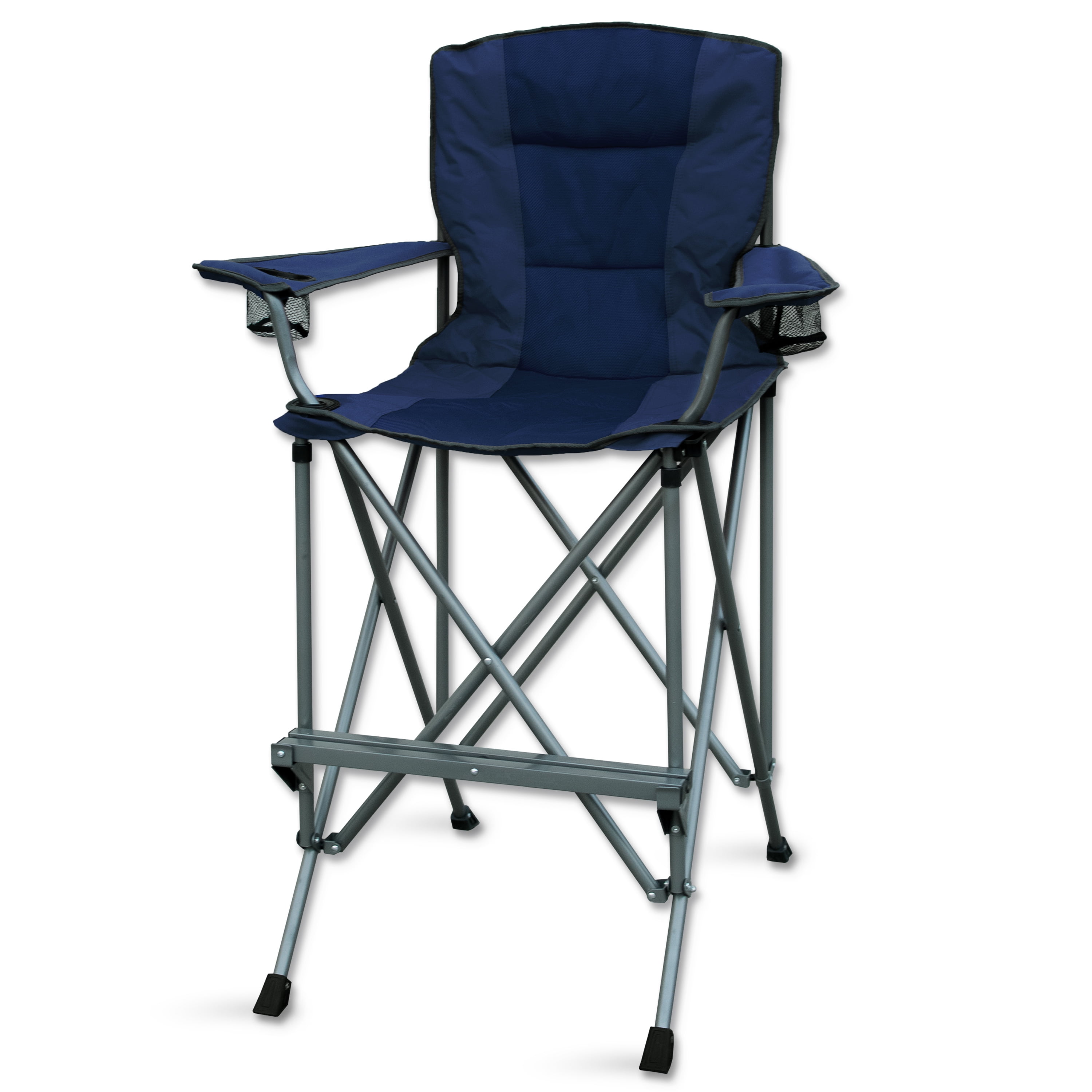 Extra Tall Blue Mesh Camping Chair with Alloy Steel Frame