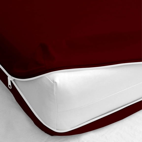 RMS King Size Zipper Fitted Sheet - 16 Inch Deep Pocket, Hotel Quality 120 GSM Brushed Microfiber, Soft Wrinkle-Free, Shrinkage and Fade Resistant, Burgundy Color Zipper Fitted Sheet