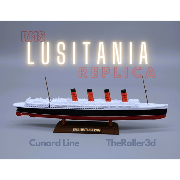 RMS Lusitania Model 1 Foot in Length with Stand, Highly Detailed Replica