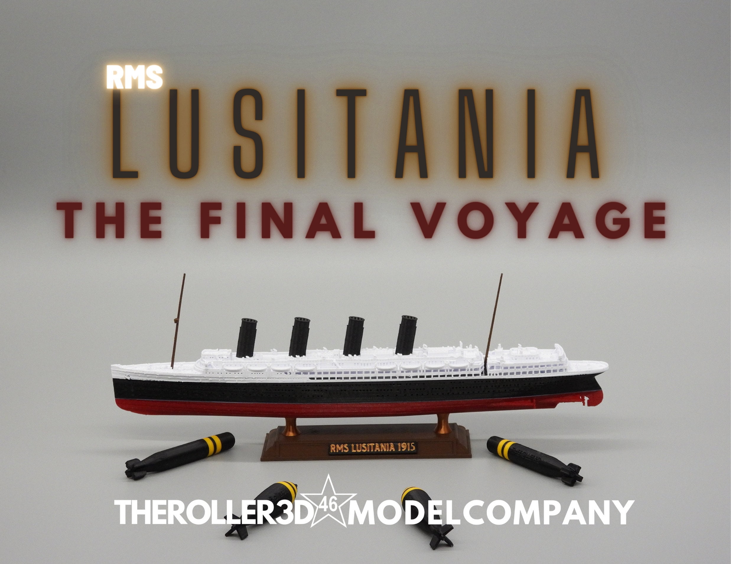 RMS Lusitania 1-Foot Long Detailed Model Ship - Historically Accurate Replica, No Assembly Required