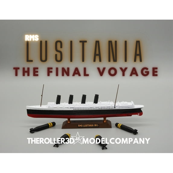 RMS Lusitania Wartime Model 1 Foot in Length, Highly Detailed Replica