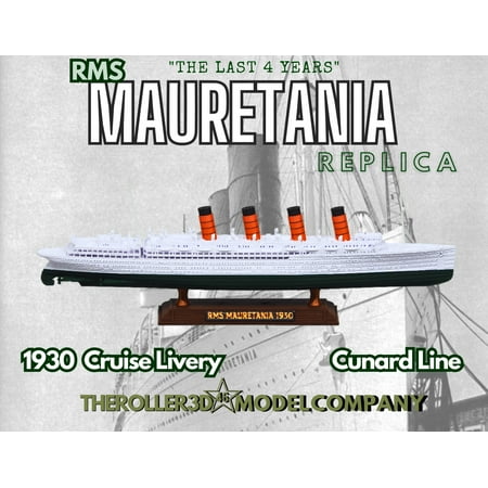 RMS Mauretania 1930 - The Last 4 Years Cruise Livery Model 1 Foot in Length by TheRoller3d