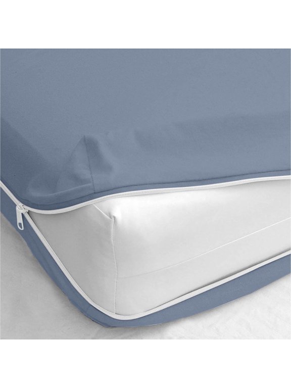 RMS Queen Size Zipper Fitted Sheet - 12 Inch Deep Pocket, Hotel Quality 120 GSM Brushed Microfiber, Soft Wrinkle-Free, Shrinkage and Fade Resistant, Medium Blue Color Zipper Fitted Sheet