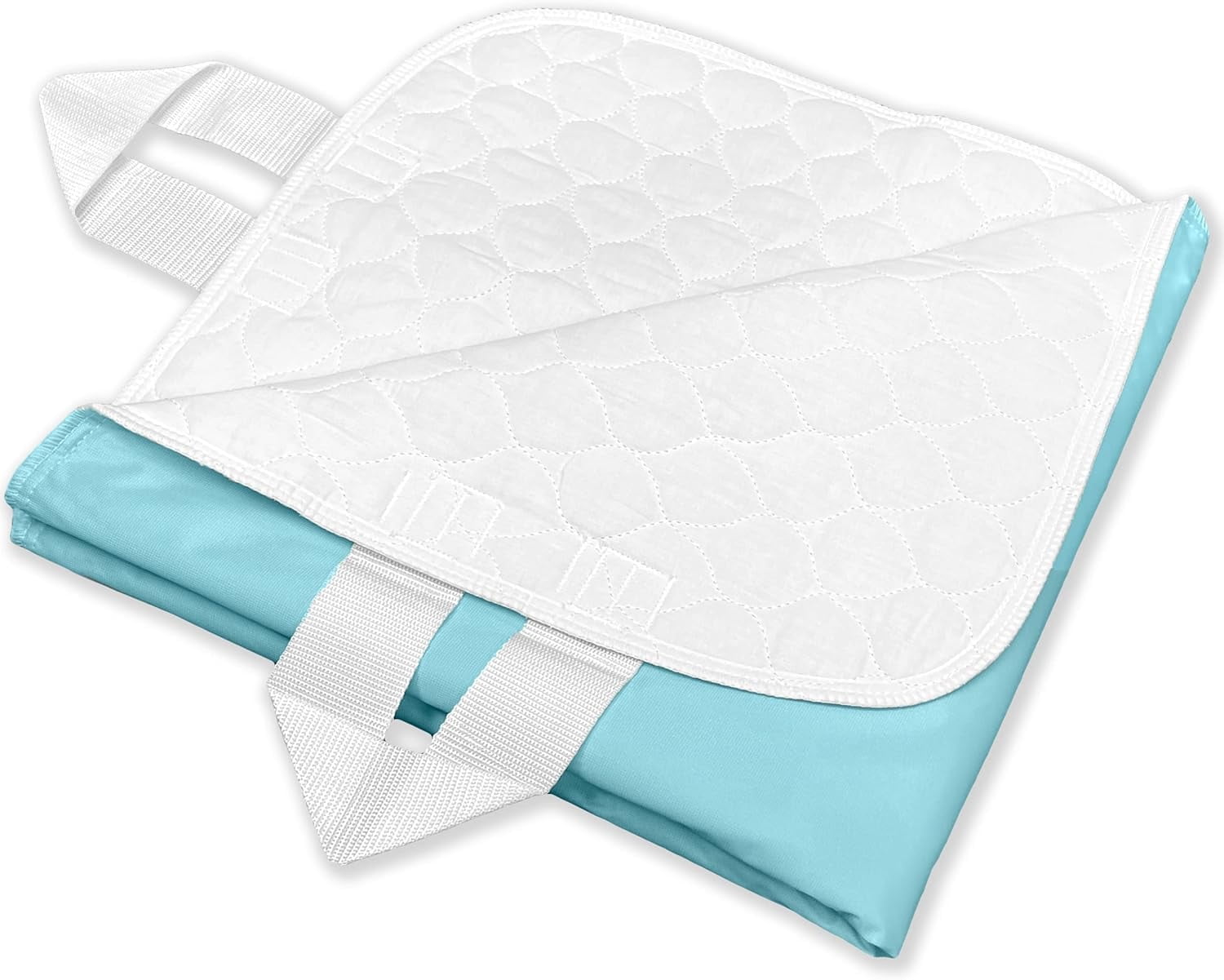 RMS Reusable & Washable Absorbent Waterproof Bed Pad Incontinence Protection, Blue, 34" x 54", 4 Handles