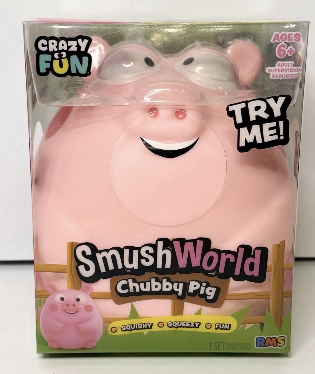 RMS SmushWorld Squishy Squeezy Chubby Pig Stress Ball 1 Set, Pink (1 Piece)