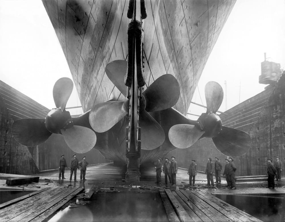 The RMS Titanic¬´‚Ä†¬´s propellers as the mighty ship sits in dry dock Canvas Art - John ParrotStocktrek Images (16 x 13)