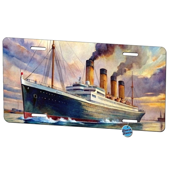 RMS Titanic Ocean Liner Cruise Ship Underway Watercolor Metal Novelty License Plate