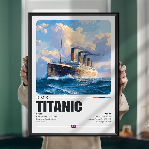 RMS Titanic Poster, Vintage Maritime Wall Art, Unframed Paper Poster 8x10in