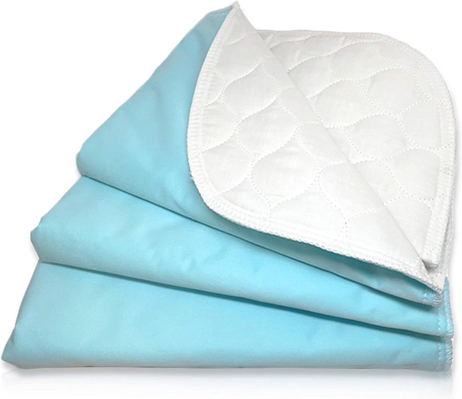 RMS Reusable & Washable Absorbent Waterproof Bed Pad Incontinence Protection, Blue, 18" x 24", 3 Pack