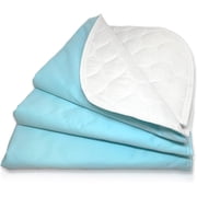 RMS Reusable & Washable Absorbent Waterproof Bed Pad Incontinence Protection, Blue, 18" x 24", 3 Pack