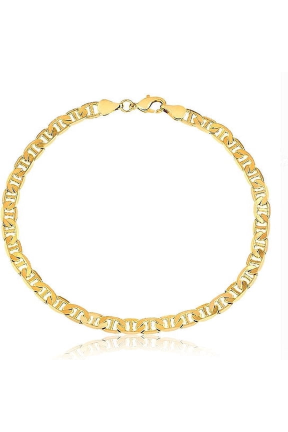 14K Gold Filled Flat Mariner Anklet  10" Unisex Gold Filled Jewelry