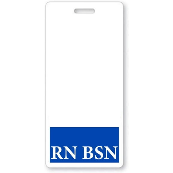 RN BSN Badge Buddy - Vertical- Heavy Duty Spill Proof & Tear Resistant Card - 2 Sided- Quick Role Identifier Name Tag Buddies for BSN Registered Nurse - Specialist ID USA Printed (1 Single, Blue)