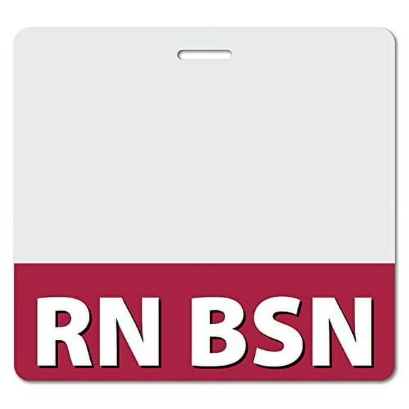 RN BSN Heavy Duty Horizontal Burgundy (100 pack) - Spill & Tear Proof Cards - 2 Sided USA Printed Quick Role Identifier ID Tag Backer by BadgeZoo