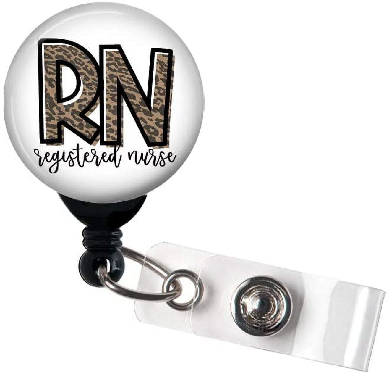 RN Cheetah Animal Print - Retractable Badge Reel With Swivel Clip and Extra- Long 34 inch cord - Badge Holder 