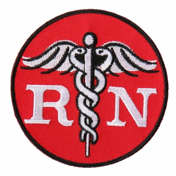 RN Circle Symbol, Embroidered Iron-on/Saw-on, Applique Rayon Patch - 3" x 3", Multicolor