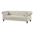 thumbnail image 1 of RN Furnishings Chesterfield 89" Button Tufted Velvet Fabric Sofa-Beige, 1 of 5