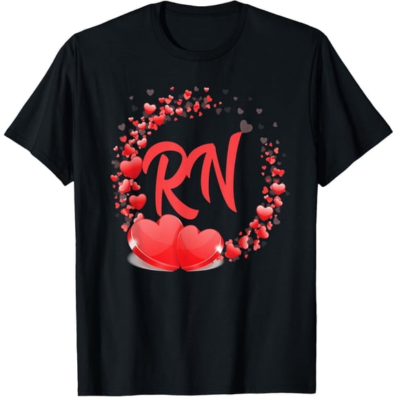 RN Heart Nurses Valentines Day TShirt Gift For Her Women T-Shirt Shirts