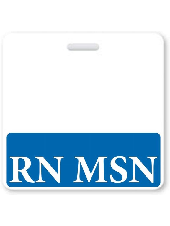 RN MSN Badge Buddy - Heavy Duty Horizontal Badge Buddies for Masters of Science in Nursing Degree - Spill & Tear Proof Cards - 2 Sided USA Printed Role Identifier Tag Backer by Specialist ID (Blue)