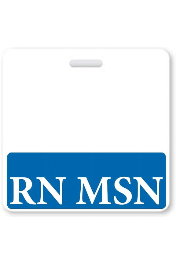RN MSN Badge Buddy - Heavy Duty Horizontal Badge Buddies for Masters of Science in Nursing Degree - Spill & Tear Proof Cards - 2 Sided USA Printed Role Identifier Tag Backer by Specialist ID (Blue)