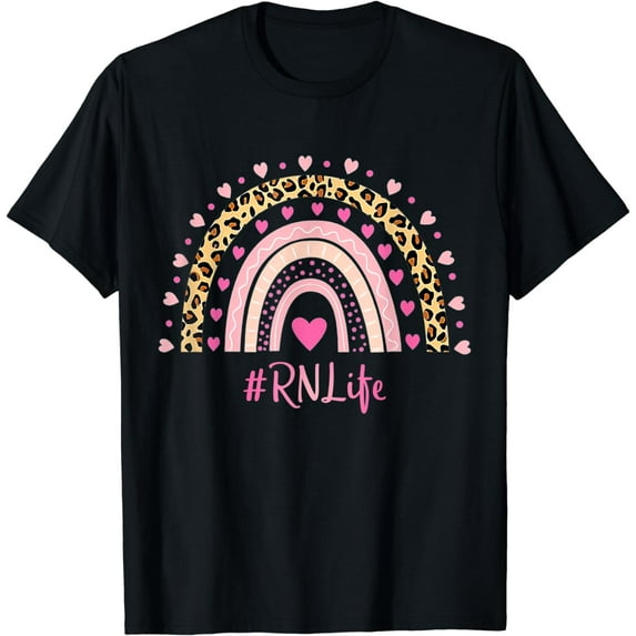 RN Nurse Leopard Print Boho Rainbow NURSE'S WEEK T-Shirt