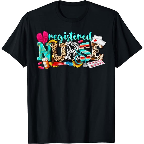 RN Nurse Leopard Print Registered Nurse Nursing School Women T-Shirt