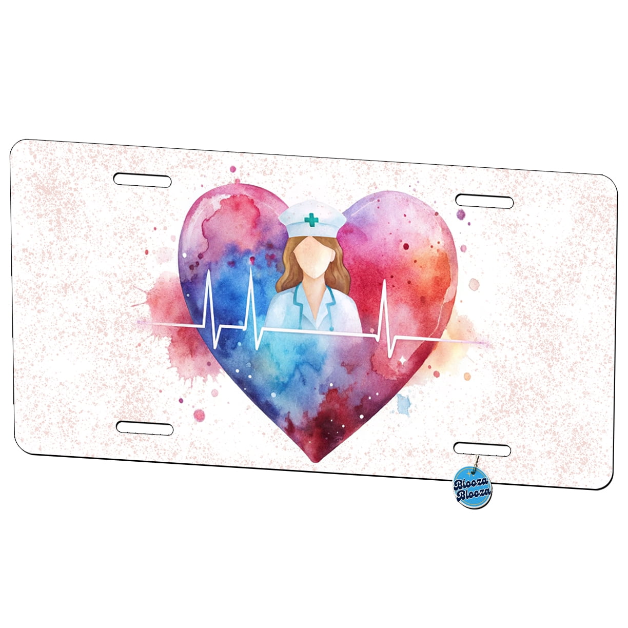 RN Love Registered Nurse Metal License Plate – Glossy Gray Car Tag (Fits Front/Rear)