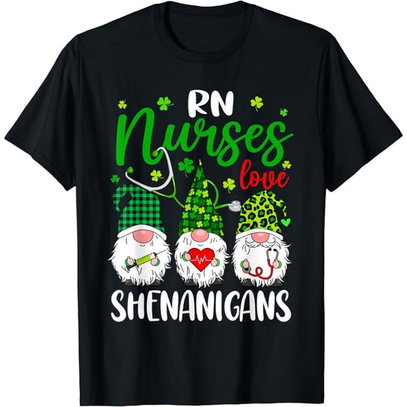 RN Nurse Love Shenanigans Funny Gnomes Nurse St Patricks Day T-Shirt