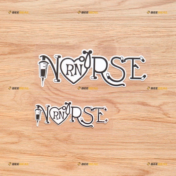 RN Registered Nurse Stethoscope Heart Syringe Capsule Sticker Decal Vinyl - 2 Pack Glossy, 4 Inches, 6 Inches - for Car Boat Laptop Cup