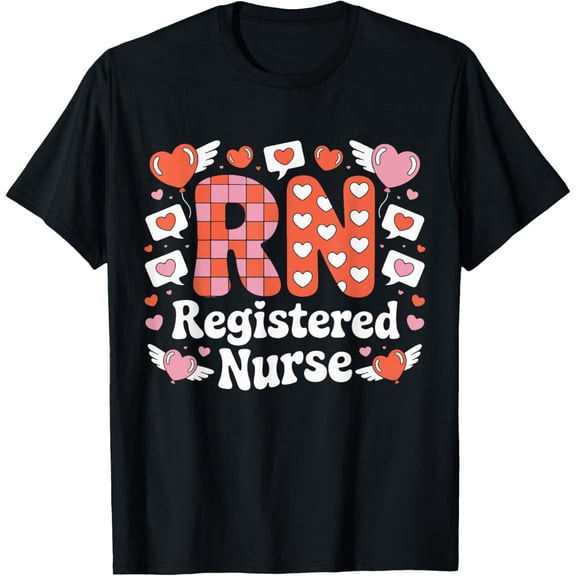 RN Registered Nurse Valentines Day Heart Healthcare Worker T-Shirt TShirt