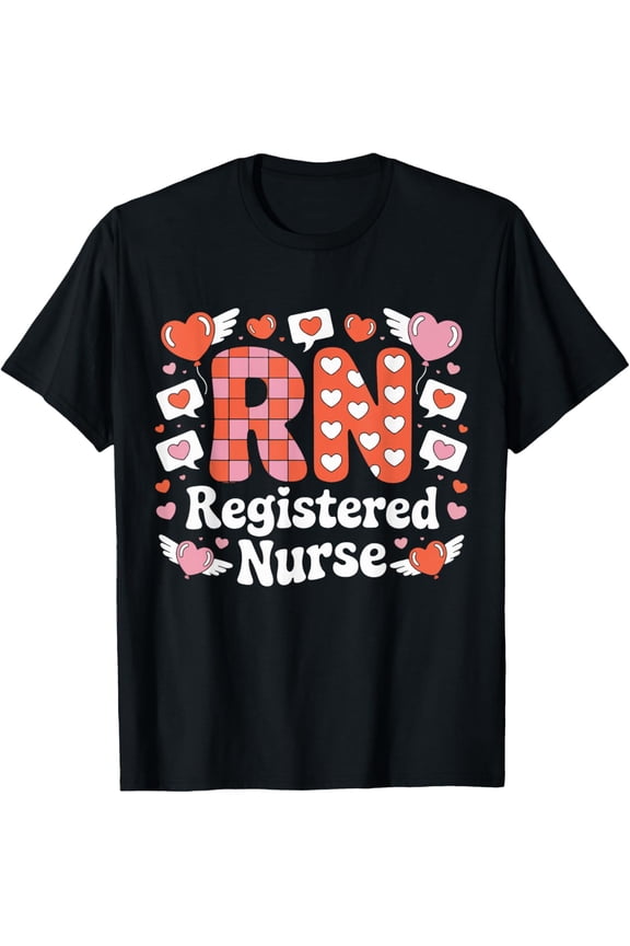 RN Registered Nurse Valentines Day Heart Healthcare Worker T-Shirt TShirt