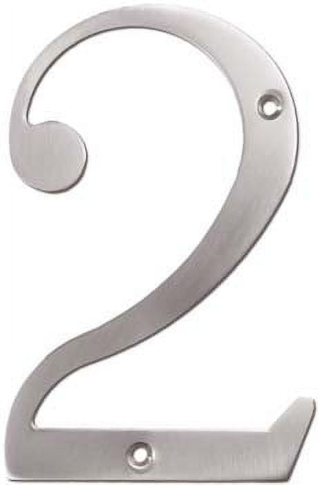 RN6-2U15 6" Numbers; Solid Brass; Satin Nickel Finish