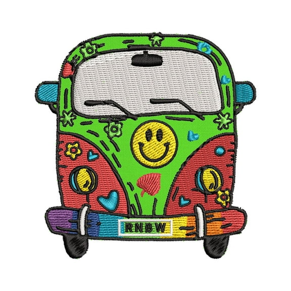 RNBW Rainbow Van Embroidered DIY Iron on or Sew-on Decorative Patch Badge Emblem Appliques Hippie BoHo 70's Peace Series