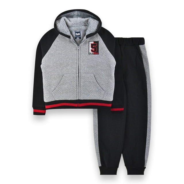 RND Boys 4-16 Sherpa Lined Zip Up Sweatshirt & Jogger Sweatpants, 2-Piece Outfit Set